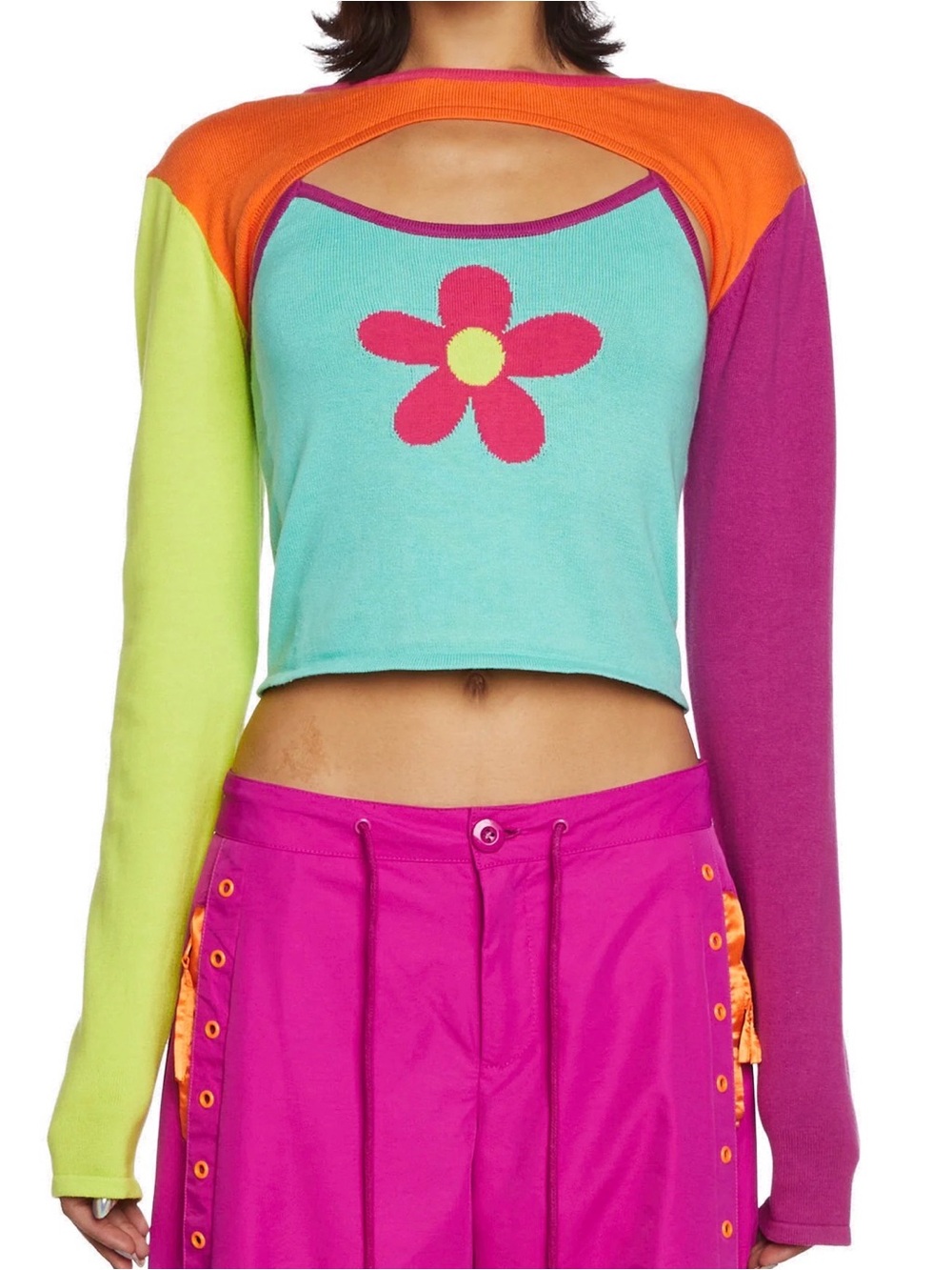 Colourblocked Delia’s Daisy Tank and Shrug